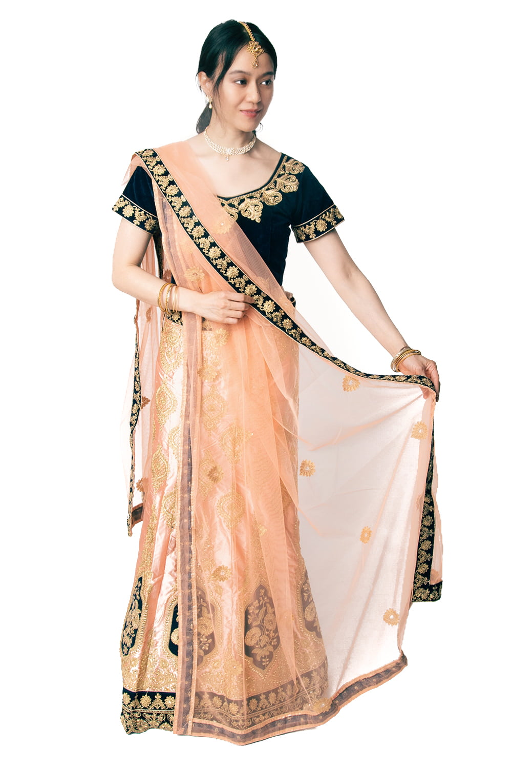 送料無料 パーティードレス コスプレ ウェディングドレス インドのレヘンガドレスセット 民族衣装 サリー