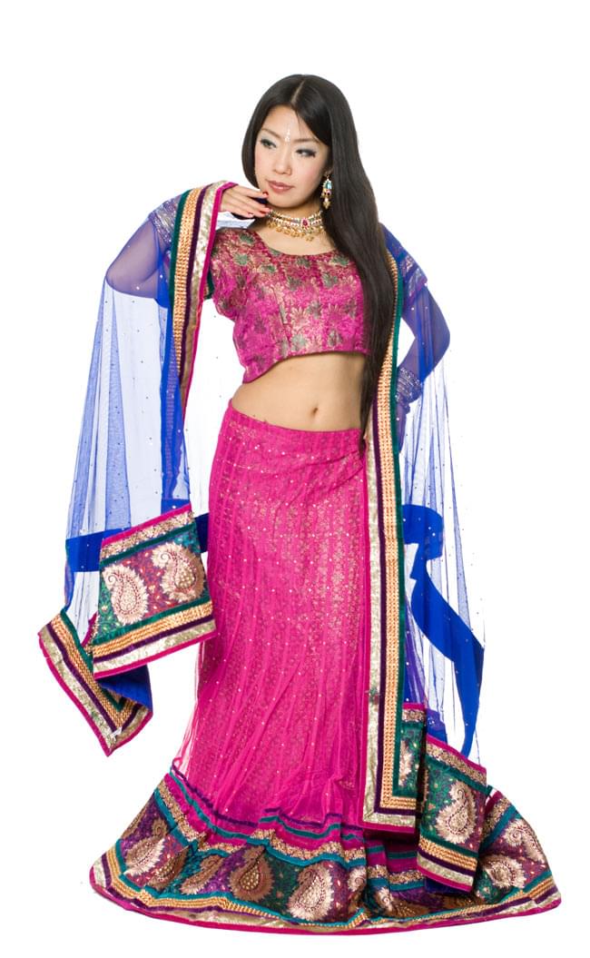 インドの民族衣装レヘンガ サリー 新品 - ドレス