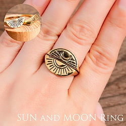 【2点セット】重ね付け　月と太陽のゴールドリングの商品写真