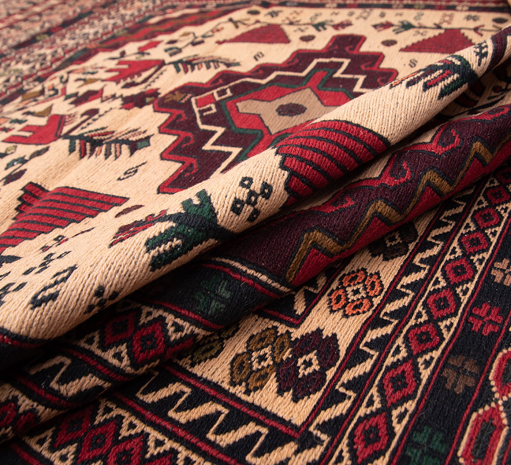 一点物】アフガニスタンの手織りトライバルキリム スマック織り 約197cm x 135cm の通販[送料無料]