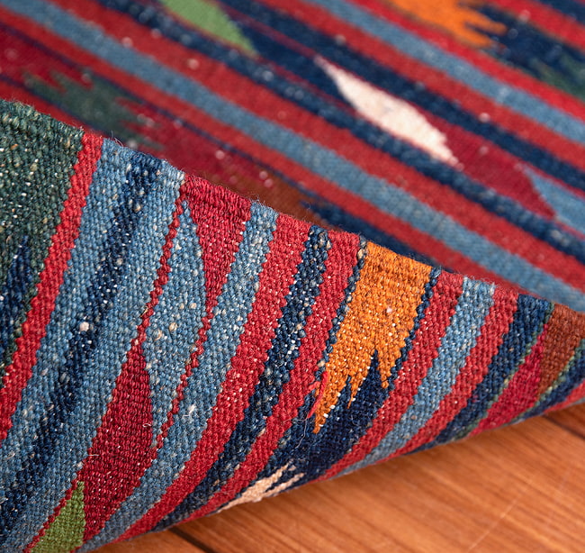 【一点物】バルーチ　カル・ムハマディ族　遊牧民による草木染め手織りトライバルキリム 平織り - 約103cm x 60cm 12 - 裏面です。手織りなのがわかります