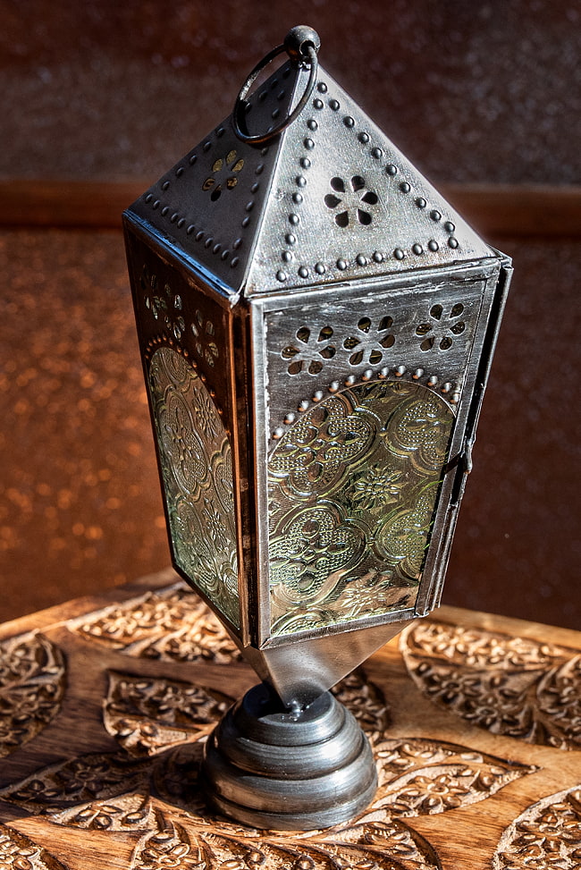 モロッコスタイルの透かし彫りLEDキャンドルランタン〔ロウソク風LEDキャンドル付き〕 - 〔ホワイト〕約24×8cm 11 - こちらはデザイン2になります。