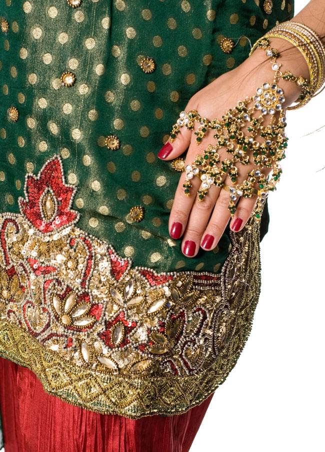 魅力の シルク(混合)絞り染めインド衣装セット/民族衣装・パンジャビ 
