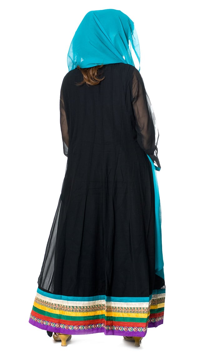 パンジャビ・ドレス3点セット - 黒×エメラルド の通販[送料無料