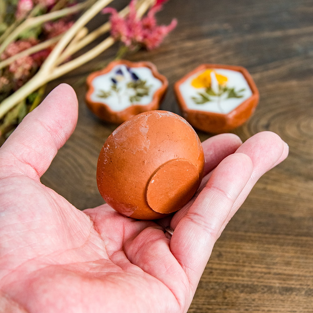 1点】ドライフラワーとナチュラルフレグランスのキャンドル 素焼き小皿