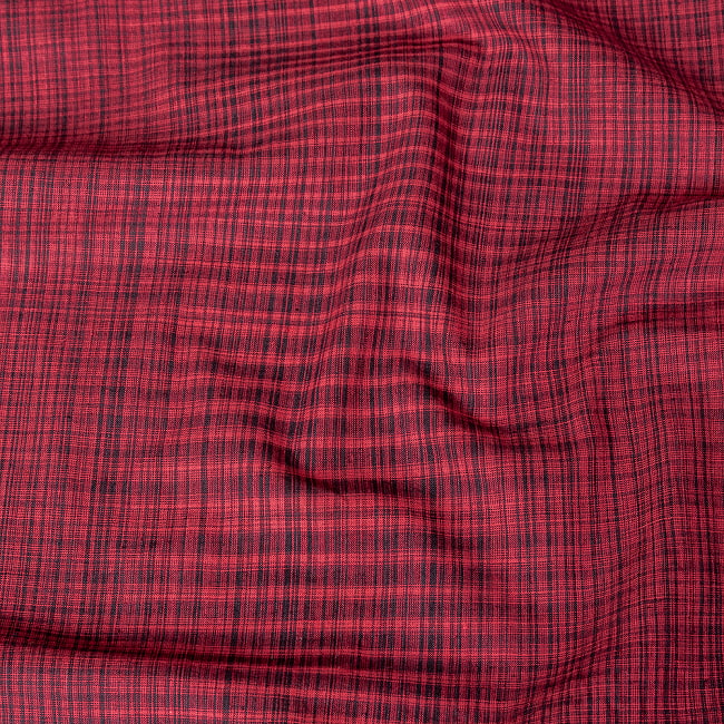 〔各色あり〕〔1m切り売り〕南インドのシンプルコットン　チェック模様布〔幅約106cm〕 4 - 拡大写真です