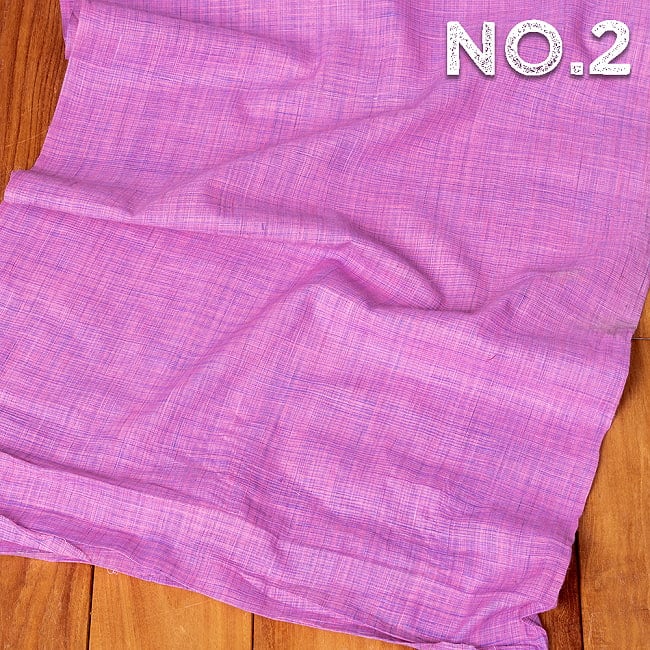 〔各色あり〕〔1m切り売り〕南インドのシンプルコットン布　シャンブレー〔幅約109cm〕 11 - No.2：ピンク系