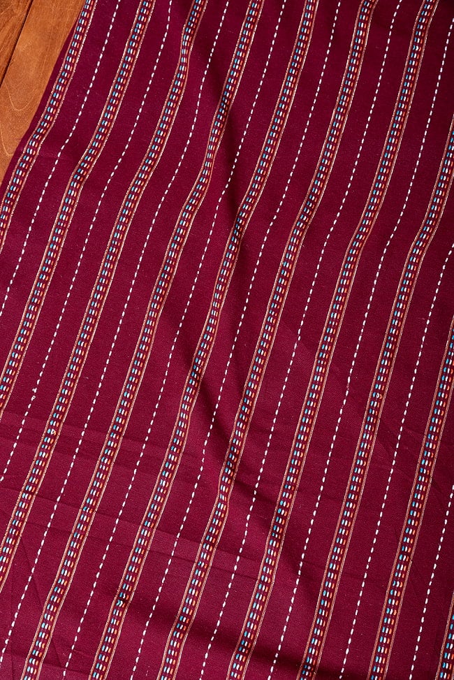 〔各色あり〕〔1m切り売り〕南インドのシンプル・ストライプコットン布〔幅約110cm〕 3 - とても良い雰囲気