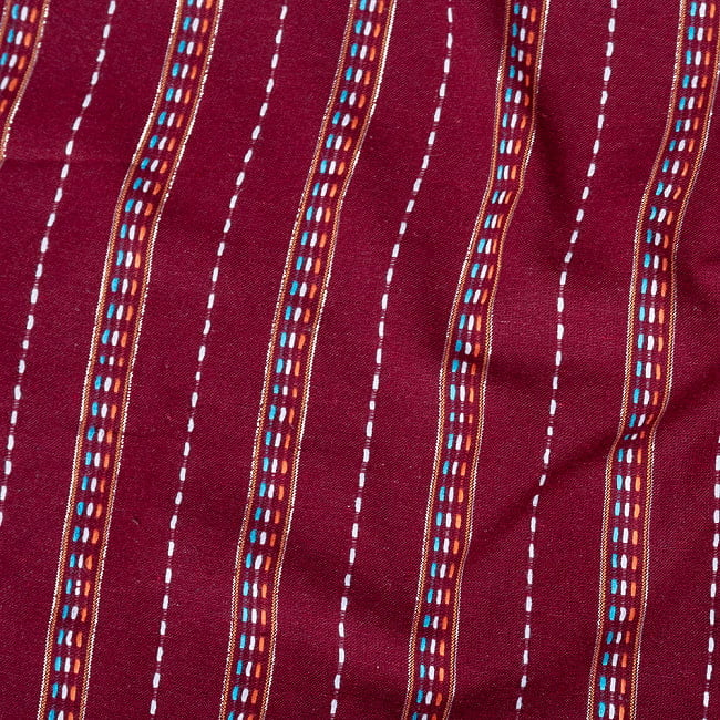 〔各色あり〕〔1m切り売り〕南インドのシンプル・ストライプコットン布〔幅約110cm〕 4 - 拡大写真です