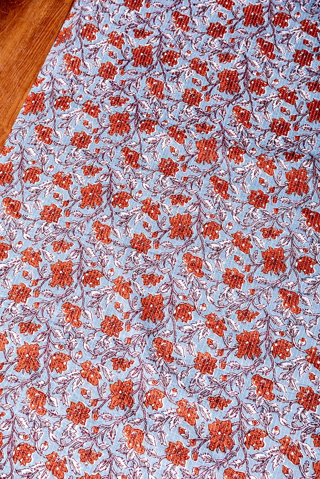 〔1m切り売り〕カンタ刺繍がかわいい　ボタニカルデザインの布　水色系〔幅約114cm〕 3 - とても良い雰囲気