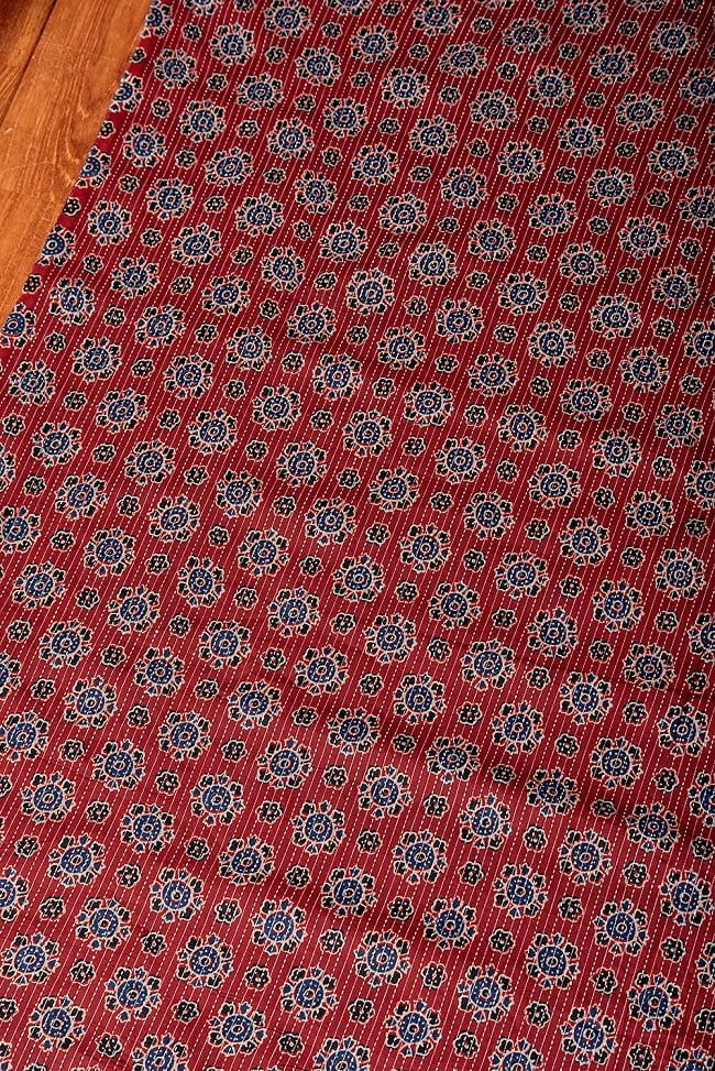 〔1m切り売り〕カンタ刺繍がかわいい　ボタニカルデザインの布　えんじ系〔幅約110cm〕 3 - とても良い雰囲気