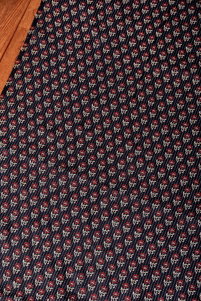 〔1m切り売り〕カンタ刺繍がかわいい　ボタニカルデザインの布　ブラック系〔幅約110cm〕 3 - とても良い雰囲気