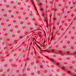 【3個セット】〔1m切り売り〕テキスタイルの伝統息づくインドから　昔ながらの小花柄布　ピンク系〔幅約107cm〕の写真