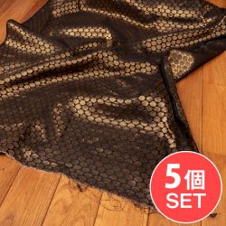 【5個セット】〔1m切り売り〕インドの伝統模様布　光沢感のあるブロケード生地　金糸〔約107cm〕ブラック系の商品写真