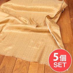【5個セット】〔1m切り売り〕インドの伝統模様布　光沢感のあるブロケード生地　金糸〔約109cm〕ゴールド系の商品写真