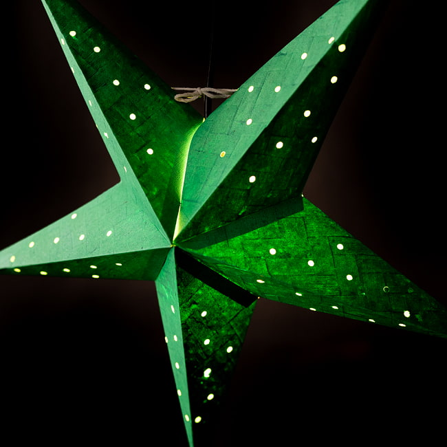 星型ランプシェード〔インドクオリティ〕 - グリーン 4 - 拡大写真です