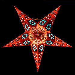 星型ランプシェード〔インドクオリティ〕 - ビビッドオレンジの商品写真