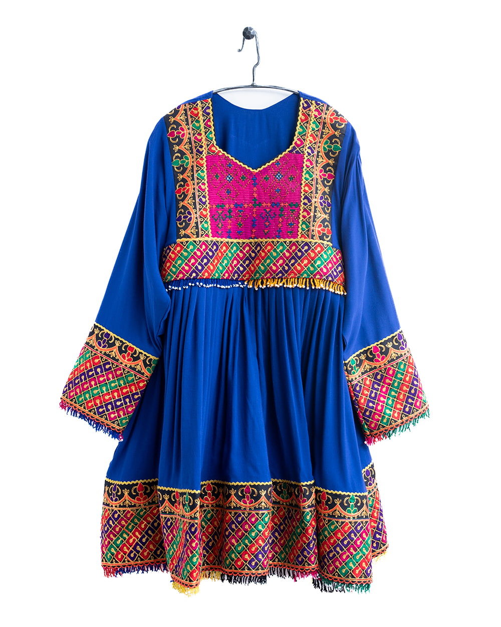 全て1点もの】 パシュトゥーン族の伝統衣装 カミーズドレス 【青】 の通販[送料無料]