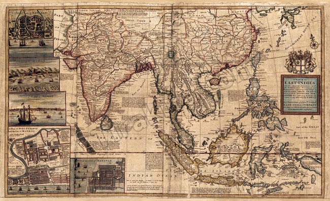 OF　INDIES]【南アジア・東アジア・東南アジア周辺】　18世紀】アンティーク地図ポスター[A　の通販　MAP　EAST