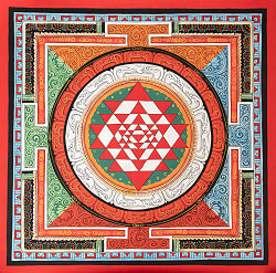 〔一点物〕タンカ - シュリ・ヤントラ Sri Yantra 曼荼羅[54x54cm]の商品写真