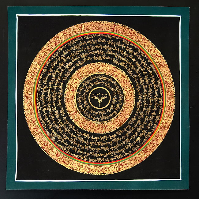 〔一点物〕タンカ - ブッダアイと種子マンダラ[34x34cm] 2 - 仏画の全体像が分かるように撮影しました