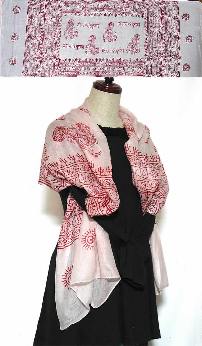 インド製 薄いピンクスカーフ - バンダナ