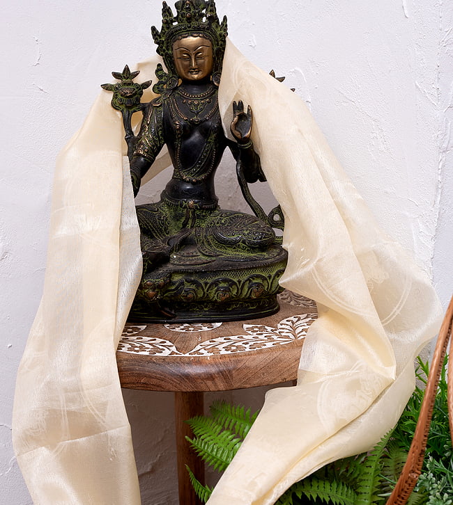 ネパールの祝福用 光沢スカーフ カタ KHATA 約170cm 3 - 仏像にかけて祝福できます