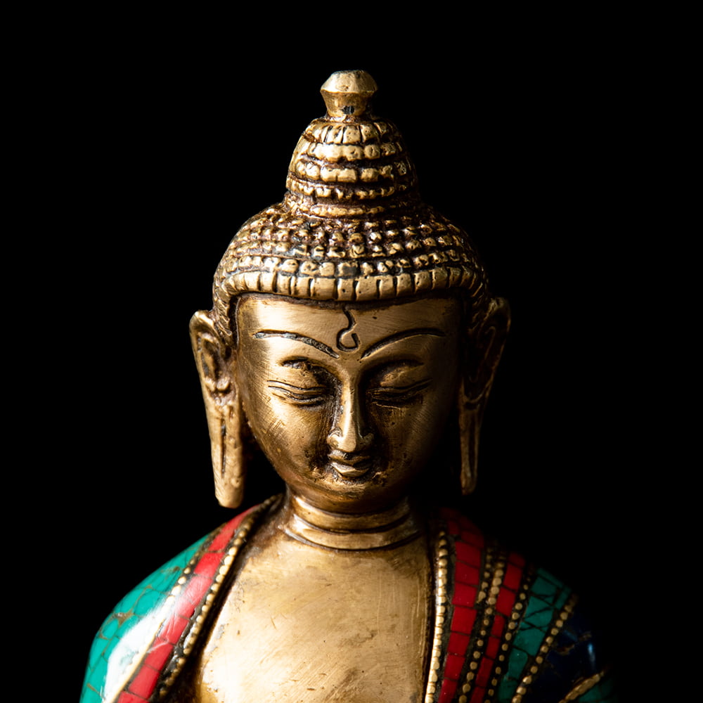 送料無料 ネパール 像 神様 アクショービャ 阿しゅく如来 高さ：約20 インド 置物 エスニック アジア 雑貨