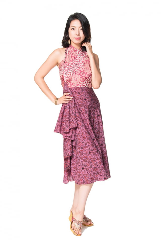 20通りの着方ができる魔法のスカート - ピンク系 5 - こんな感じで着用することもできます。着方は自由自在！
